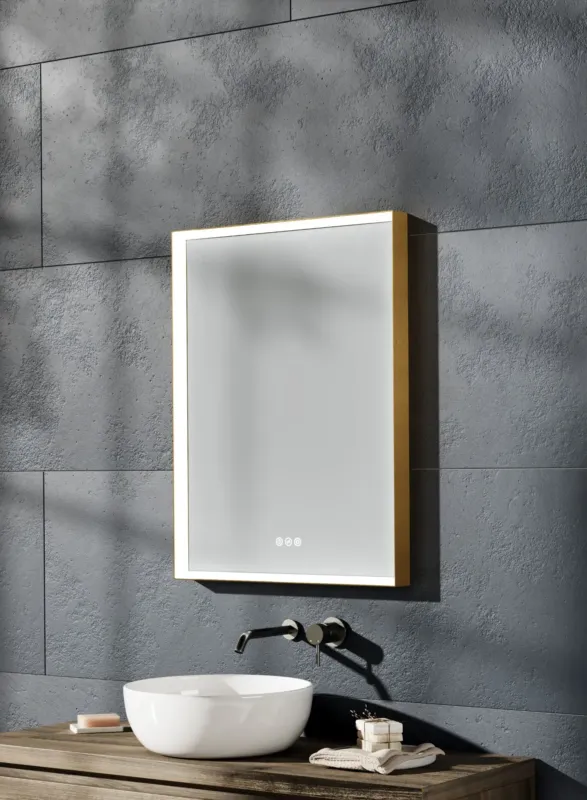 Goedkoop Thebalux M20 spiegel 60x80cm met verlichting en verwarming messing