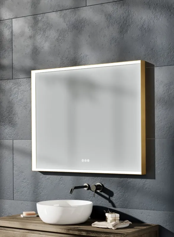 Op = Op Thebalux M20 spiegel 100x80cm met verlichting en verwarming messing