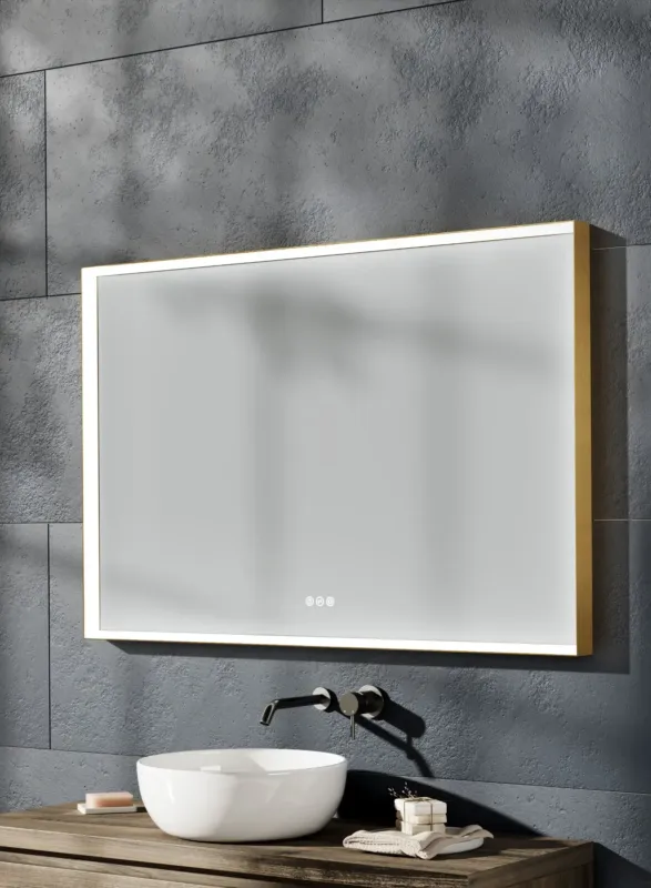 Thebalux M20 spiegel 120x80cm met verlichting en verwarming messing Favoriet