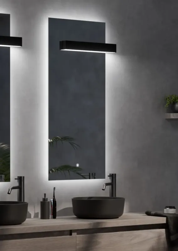 Thebalux M23 spiegel 50x110cm met verlichting en verwarming mat zwart Betrouwbaar