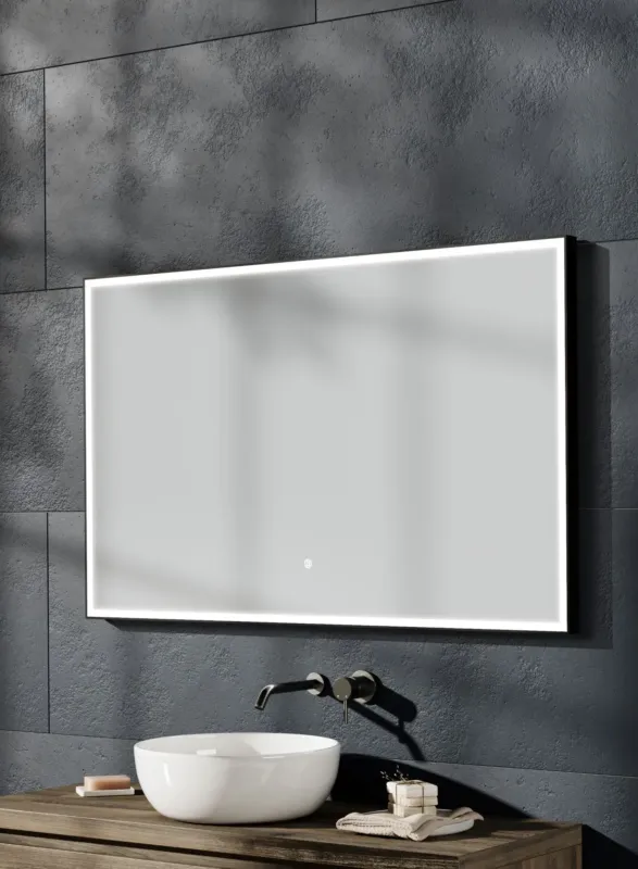 Thebalux M26 spiegel 120x75cm met verlichting en verwarming mat zwart Exclusieve Aanbieding