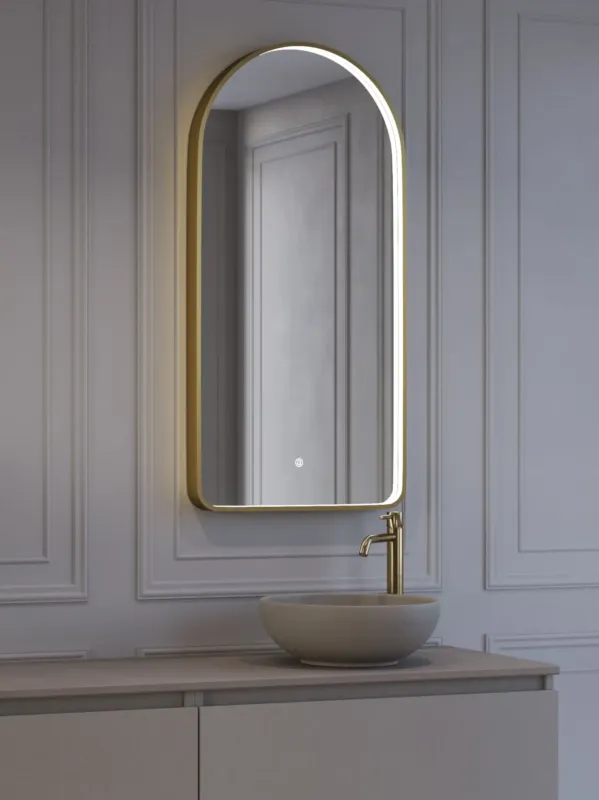 Rechtstreeks Van De Fabrikant Thebalux M27 spiegel 50x100cm met verlichting en verwarming messing