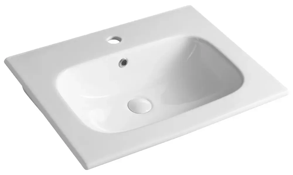 Sapho Piedra keramische wastafel met kraangat 61x46.5cm wit glans Aanbieding