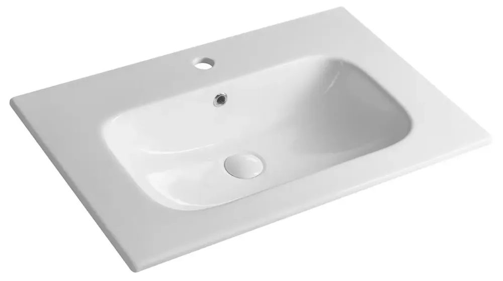 Snelle Levering Sapho Piedra keramische wastafel met kraangat 71x46.5cm wit glans