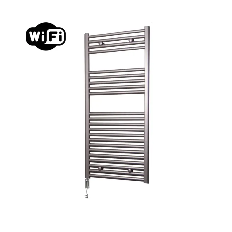Alleen Vandaag Sanicare elektrische design radiator 45x112cm inox-look met WiFi en thermostaat links chroom