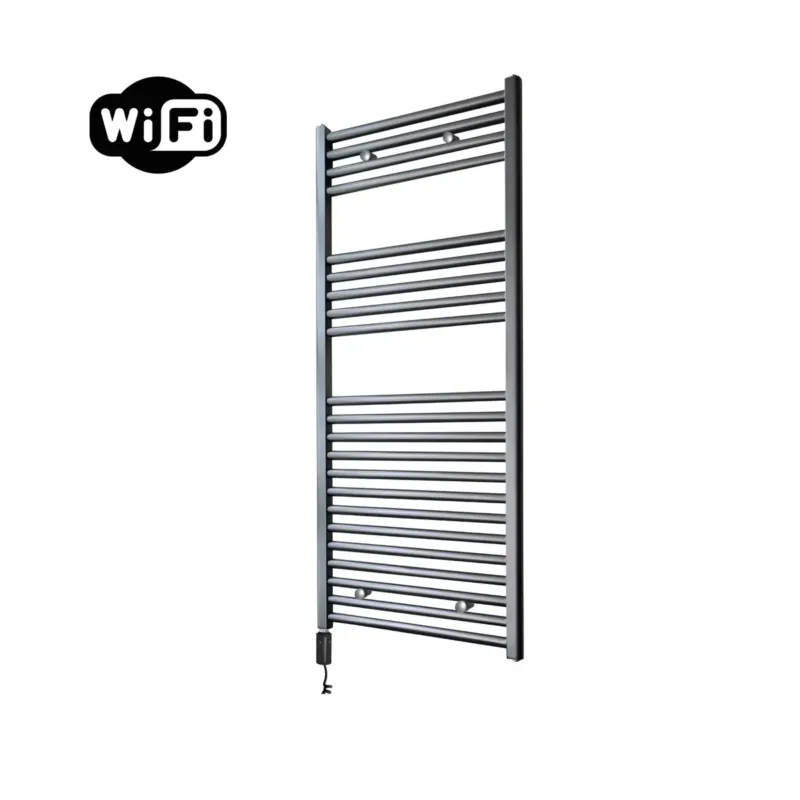 Sanicare elektrische design radiator 45x112cm gunmetal met WiFi en thermostaat links zwart Bestseller