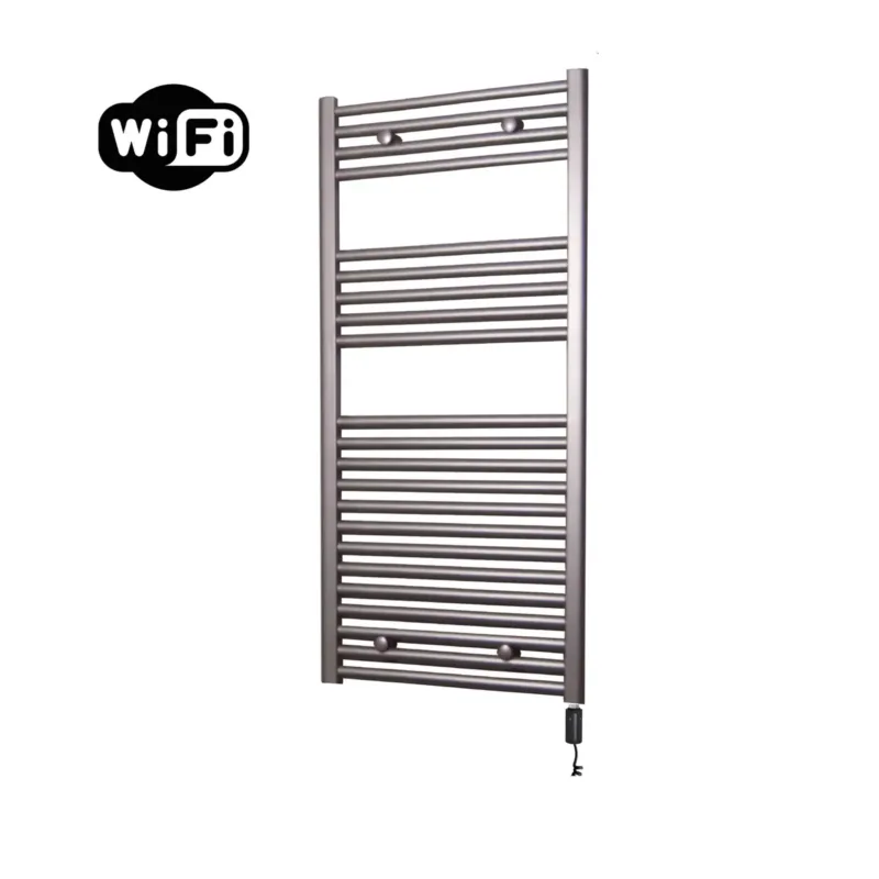 Sanicare elektrische design radiator 45x112cm inox-look met WiFi en thermostaat rechts zwart Betrouwbaar