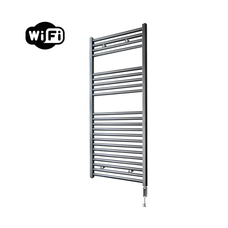Alleen Vandaag Sanicare elektrische design radiator 60x112cm gunmetal met WiFi en thermostaat rechts chroom