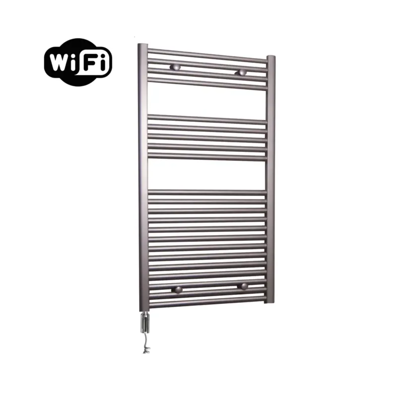 Sanicare elektrische design radiator 60x112cm inox-look met WiFi en thermostaat links chroom Voordeelprijs
