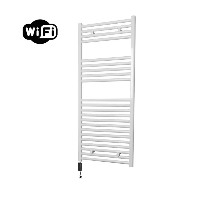 Seizoensaanbieding Sanicare elektrische design radiator 60x112cm wit met WiFi en thermostaat links zwart