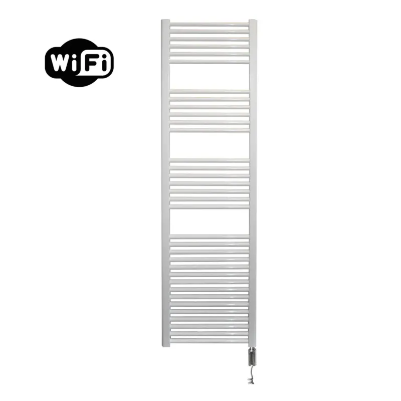 Sanicare elektrische design radiator 45x172cm wit met WiFi en thermostaat rechts chroom Must-Have