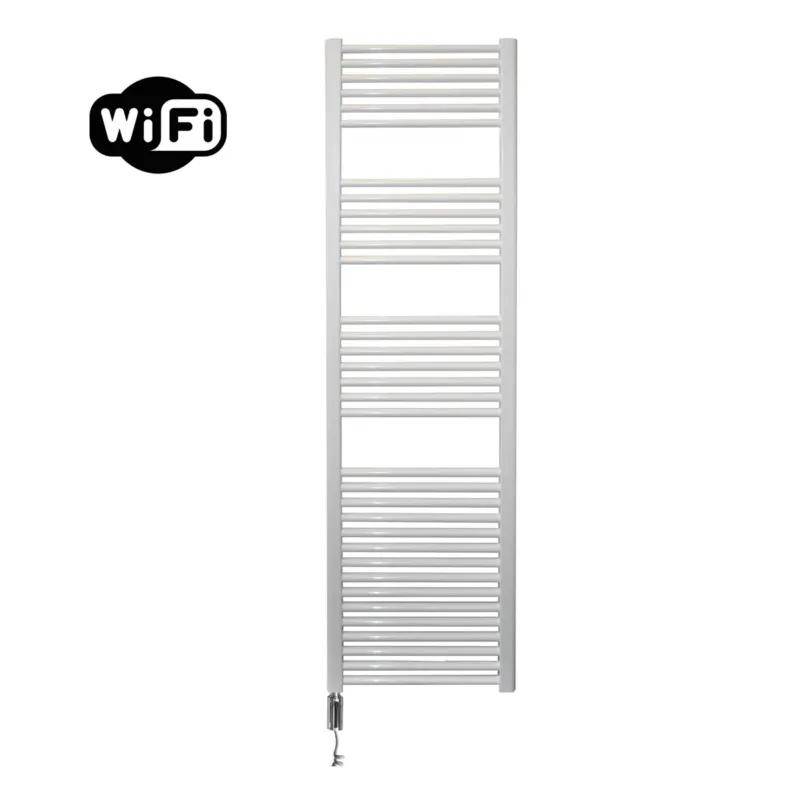 Gereduceerde Prijs Sanicare elektrische design radiator 45x172cm wit met WiFi en thermostaat links chroom