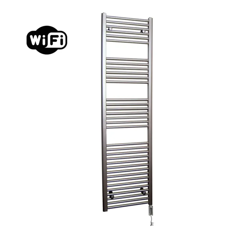 Sanicare elektrische design radiator 45x172cm inox-look met WiFi en thermostaat rechts chroom Nu Kopen