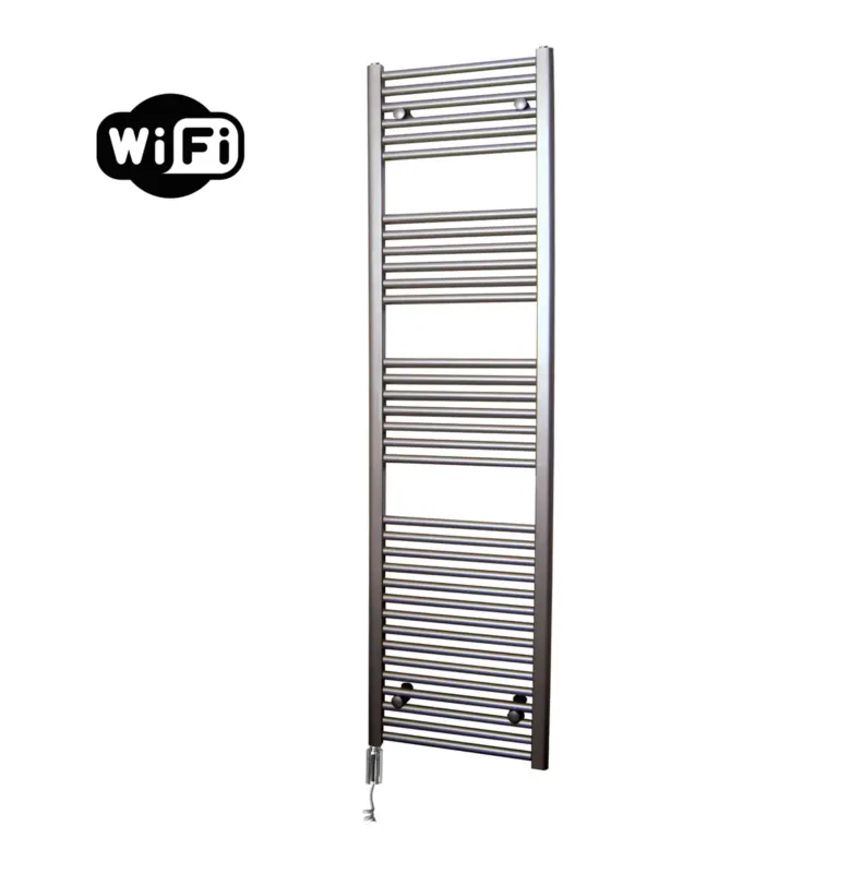 Sanicare elektrische design radiator 45x172cm inox-look met WiFi en thermostaat links chroom Beperkte Voorraad