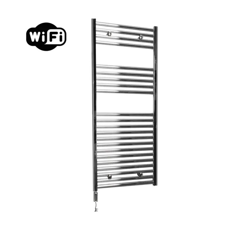 Sanicare elektrische design radiator 45x172cm chroom met WiFi en thermostaat links chroom Flitsaanbieding