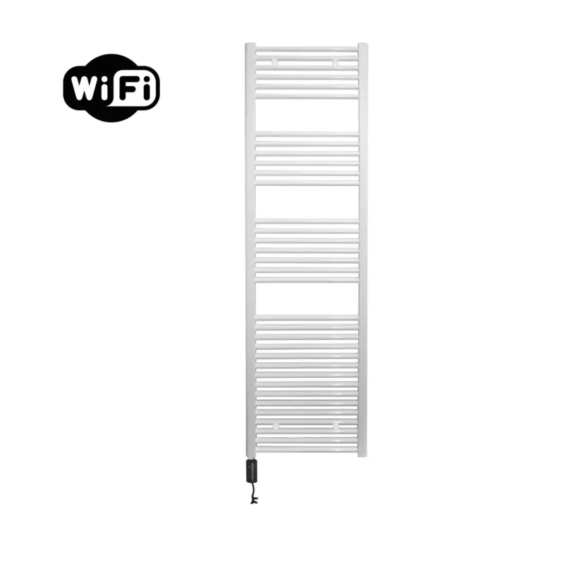 Sanicare elektrische design radiator 45x172cm wit met WiFi en thermostaat links zwart Bestseller