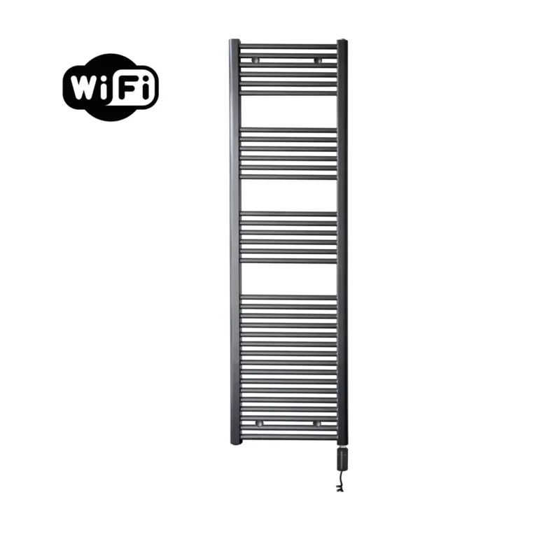Nieuw Sanicare elektrische design radiator 45x172cm gunmetal met WiFi en thermostaat rechts zwart