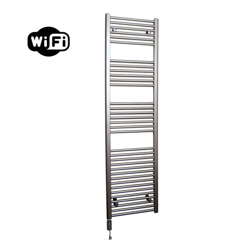 Actieprijs Sanicare elektrische design radiator 45x172cm inox-look met WiFi en thermostaat links zwart