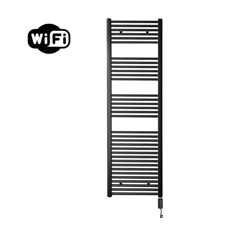 Bestel Nu Sanicare elektrische design radiator 45x172cm zwart mat met WiFi en thermostaat rechts zwart