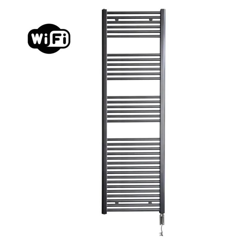 Sanicare elektrische design radiator 60x172cm gunmetal met WiFi en thermostaat rechts chroom Lage Prijs