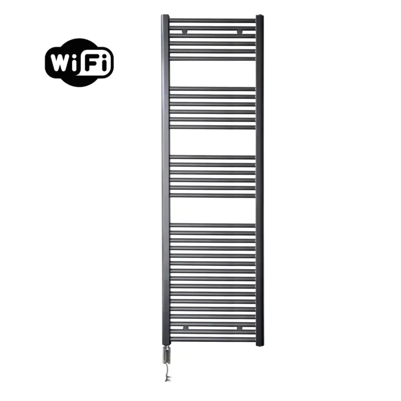 Bestel Nu Sanicare elektrische design radiator 60x172cm gunmetal met WiFi en thermostaat links chroom