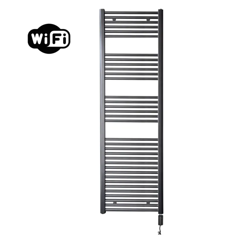Sanicare elektrische design radiator 60x172cm gunmetal met WiFi en thermostaat rechts zwart Speciale Aanbieding