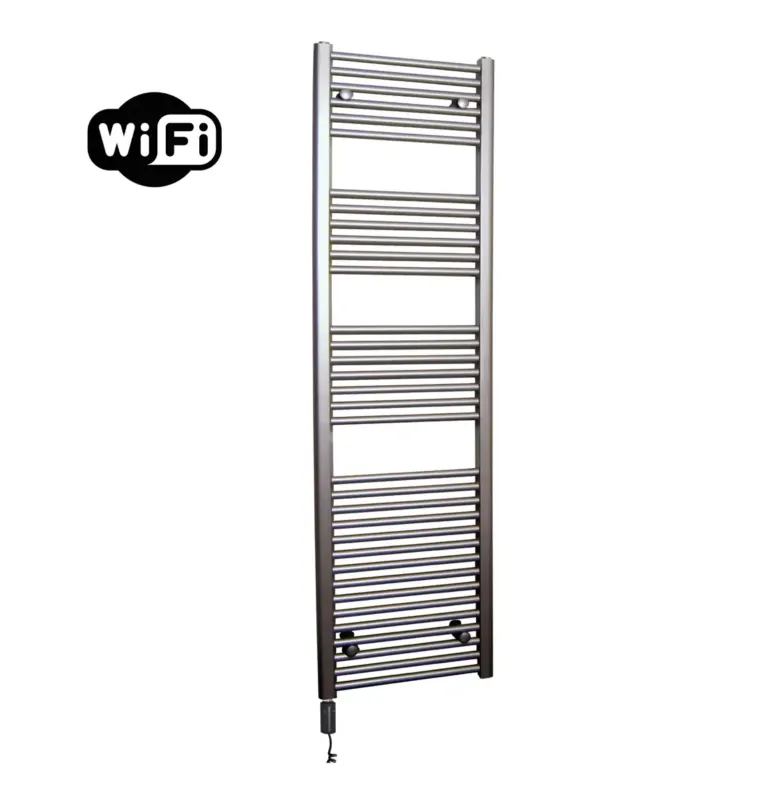 Sanicare elektrische design radiator 60x172cm inox-look met WiFi en thermostaat links zwart Gereduceerde Prijs