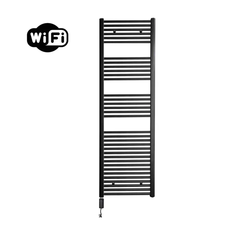 Sanicare elektrische design radiator 60x172cm zwart mat met WiFi en thermostaat links zwart Express Levering