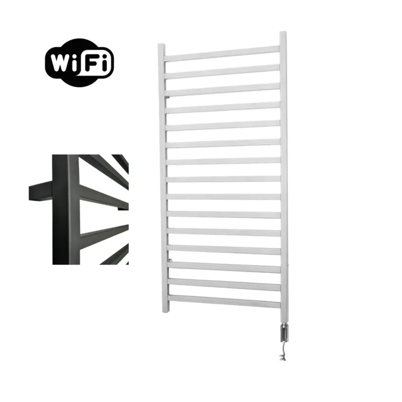 Sanicare Qubic elektrische radiator 60x126cm wit met WiFi en thermostaat rechts chroom Koop Online