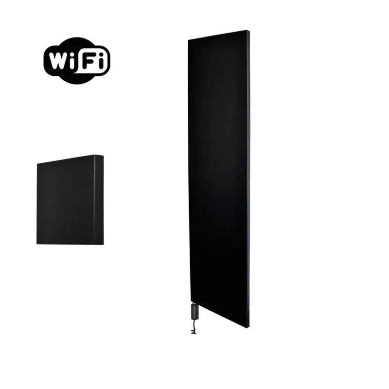 Weekendaanbieding Sanicare Denso elektrische radiator 40x180cm zwart mat met WiFi en thermostaat links zwart