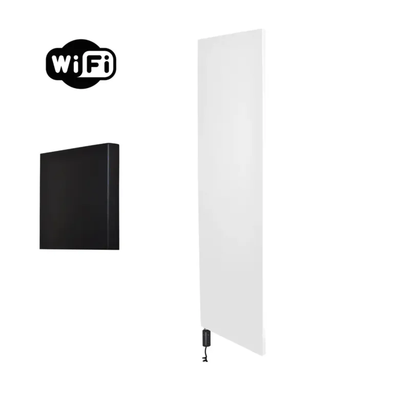 Exclusieve Aanbieding Sanicare Denso elektrische radiator 40x180cm wit mat met WiFi en thermostaat links zwart