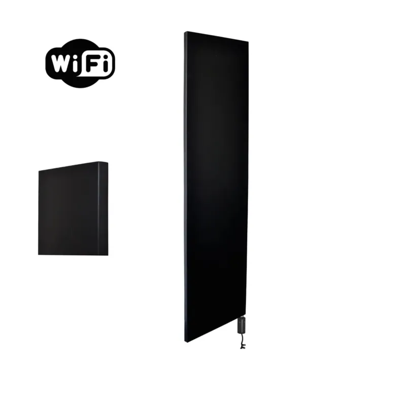 Hoge Kwaliteit Sanicare Denso elektrische radiator 40x180cm zwart mat met WiFi en thermostaat rechts zwart