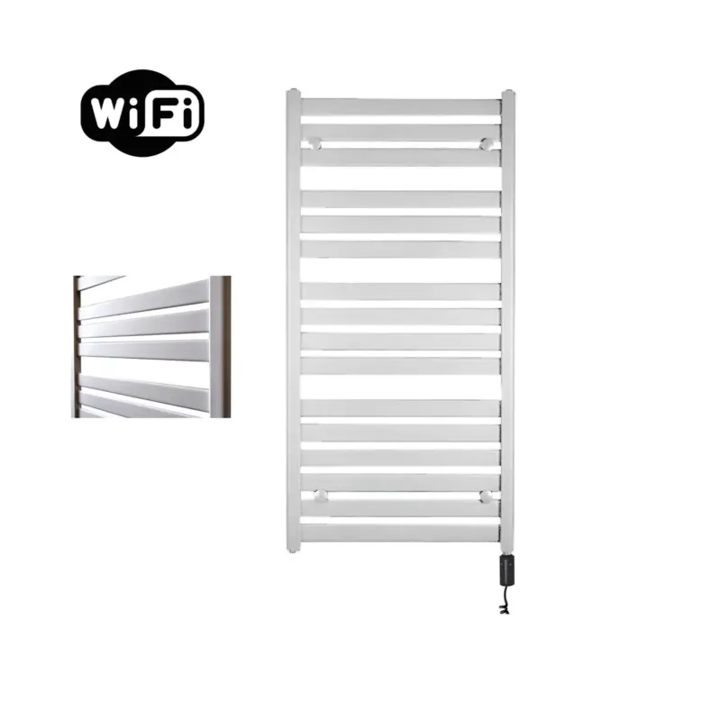 Sanicare Moda elektrische radiator 60x120cm wit mat met WiFi en thermostaat rechts zwart Gratis Retour