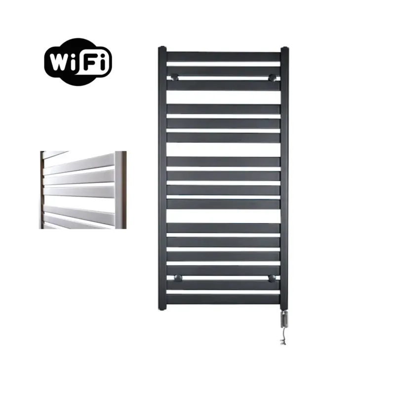 Fabrieksprijs Sanicare Moda elektrische radiator 60x120cm zwart mat met WiFi en thermostaat rechts chroom