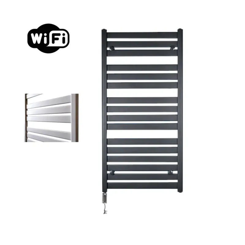 Sanicare Moda elektrische radiator 60x120cm zwart mat met WiFi en thermostaat links chroom Korting