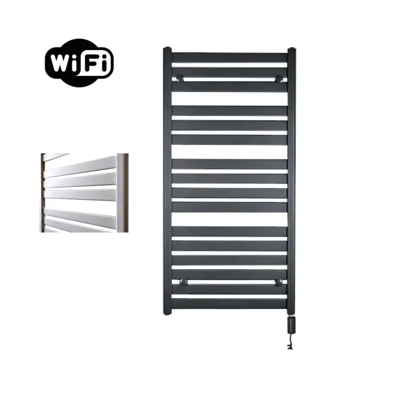 Sanicare Moda elektrische radiator 60x120cm zwart mat met WiFi en thermostaat rechts zwart Snelle Levering