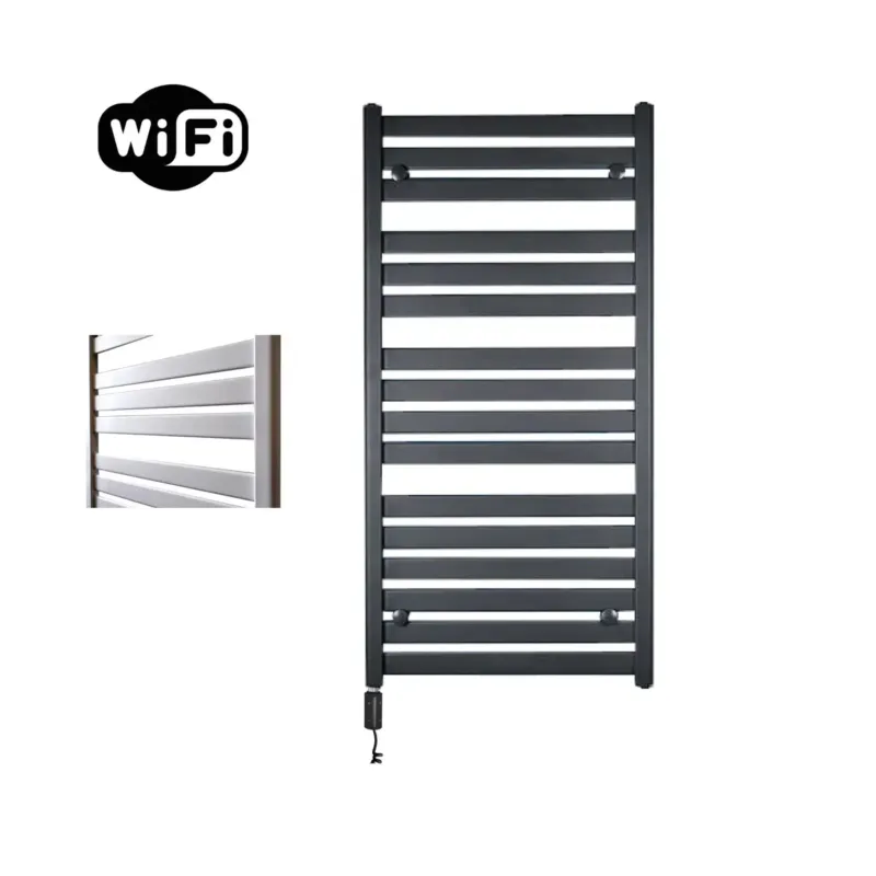 Sanicare Moda elektrische radiator 60x120cm zwart mat met WiFi en thermostaat links zwart Direct Verzonden