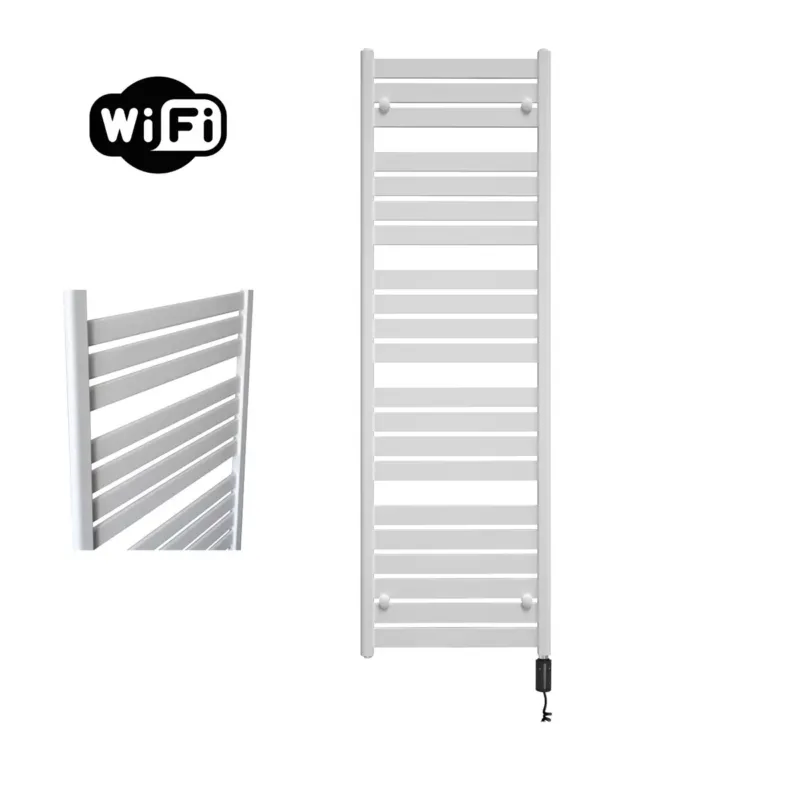 Hete Deal Sanicare Moda elektrische radiator 60x160cm wit mat met WiFi en thermostaat rechts zwart