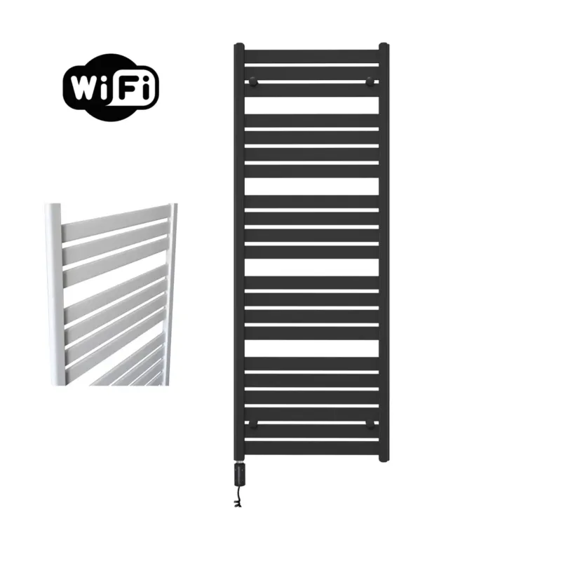 Sanicare Moda elektrische radiator 60x160cm zwart mat met WiFi en thermostaat links zwart Op = Op