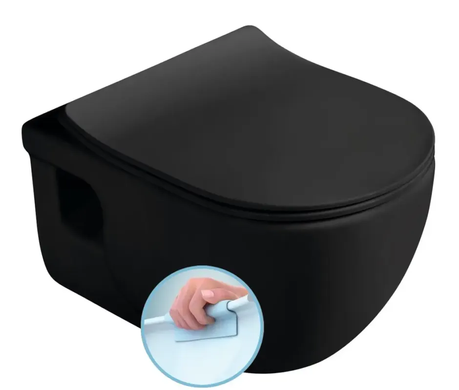Hete Deal Sapho Brilla randloze toiletpot 36.5x53cm zwart mat