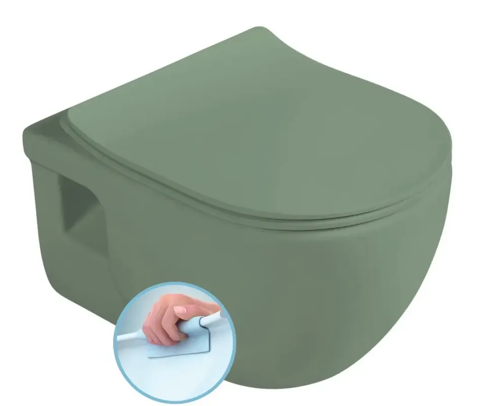 Express Levering Sapho Brilla randloze toiletpot 36.5x53cm groen mat