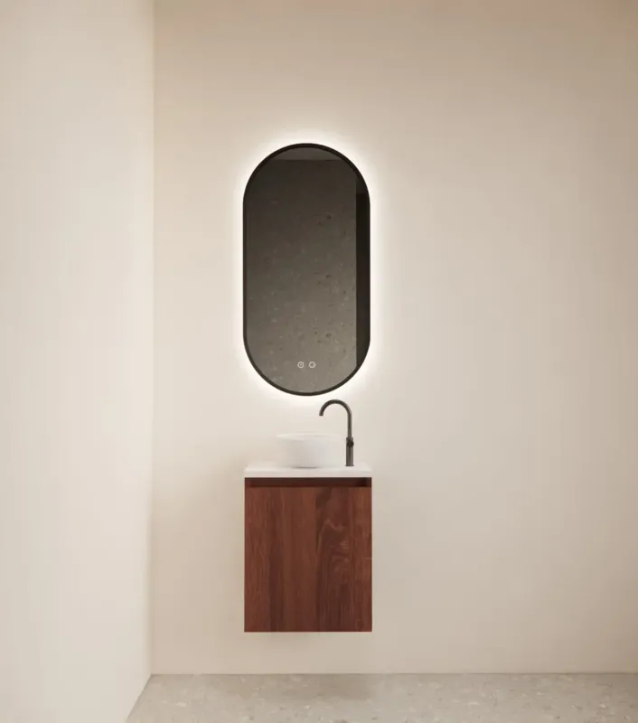 Gliss Design Echo toiletmeubel 40cm choco eiken met toppaneel wit mat Fabrieksprijs