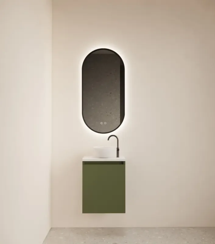 Nu Kopen Gliss Design Echo toiletmeubel 40cm olijfgroen met toppaneel wit mat