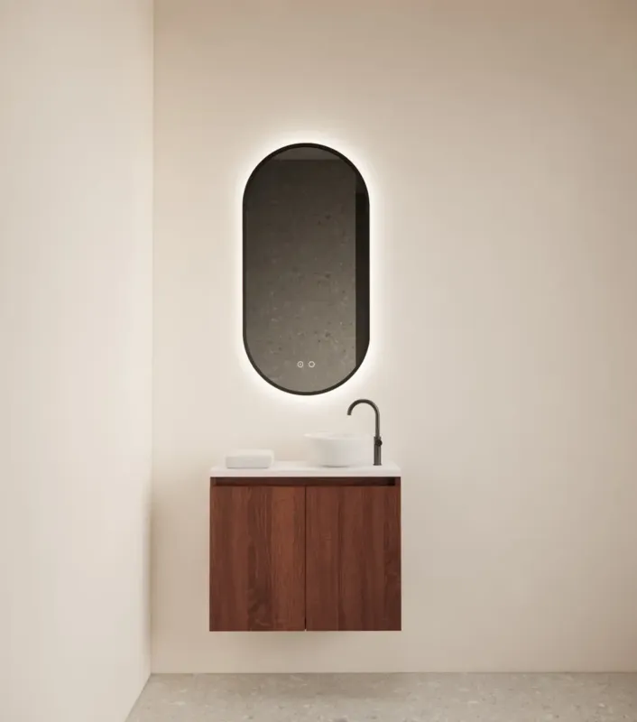 Gliss Design Echo toiletmeubel 60cm choco eiken met toppaneel wit mat Gratis Retour
