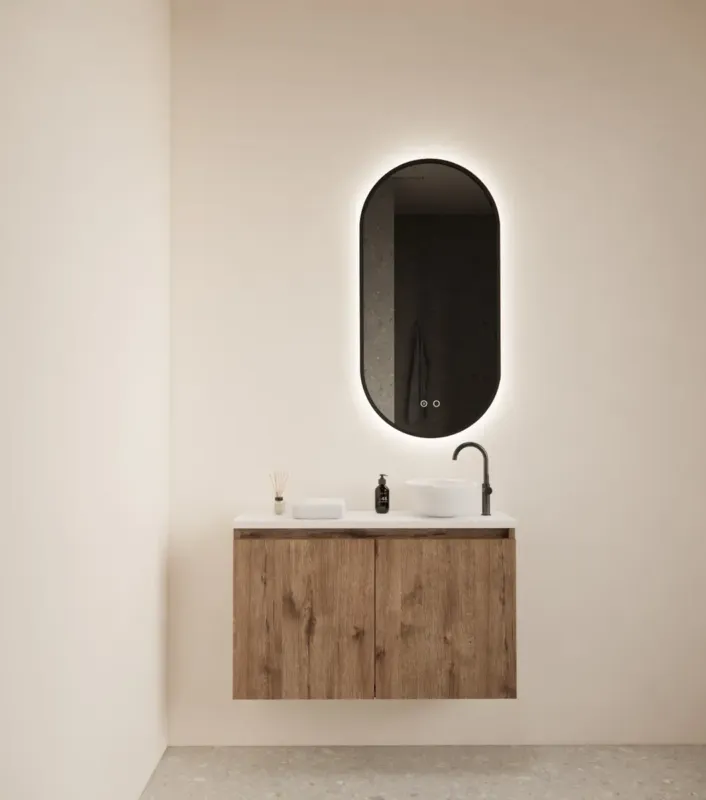 Gliss Design Echo toiletmeubel 80cm wellington oak met toppaneel wit mat Nu Kopen