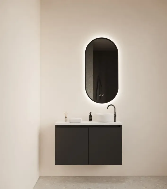 Bestseller Gliss Design Echo toiletmeubel 80cm zwart mat met toppaneel wit mat