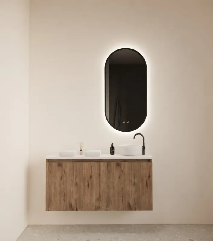 Gliss Design Echo toiletmeubel 100cm wellington oak met toppaneel wit mat Uitverkoop
