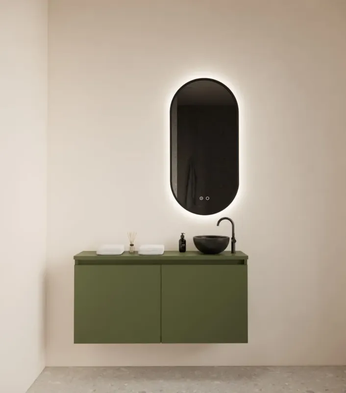 Speciale Aanbieding Gliss Design Echo toiletmeubel 100cm olijfgroen