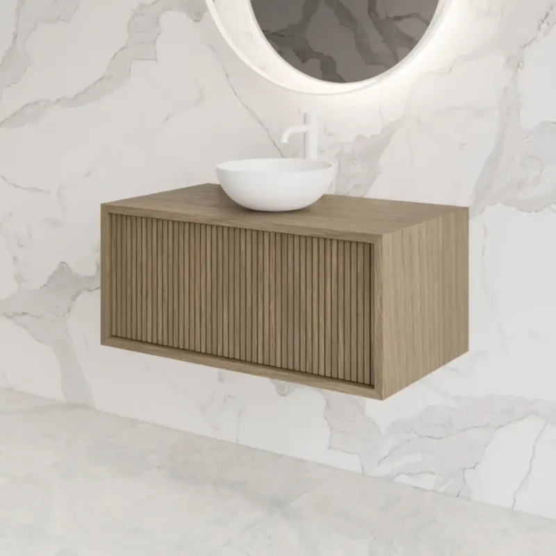 Snelle Levering Gliss Design Heronimus badmeubel met ribbelfront 80cm ash grey