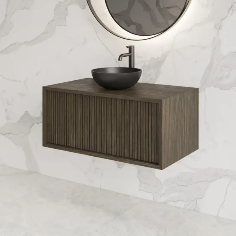 Gliss Design Heronimus badmeubel met ribbelfront 80cm charcoal Finale Uitverkoop